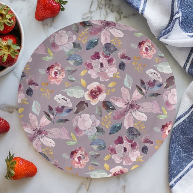 Lilac Floral Paper Plate (Creator Uploaded)