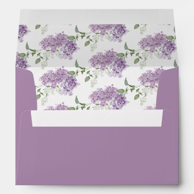 Lilac Floral Pattern Wedding Envelope (Back (Bottom))