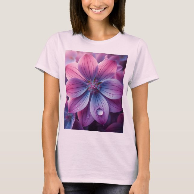 Lilac Floral Purple and Pink T-Shirt (Front)