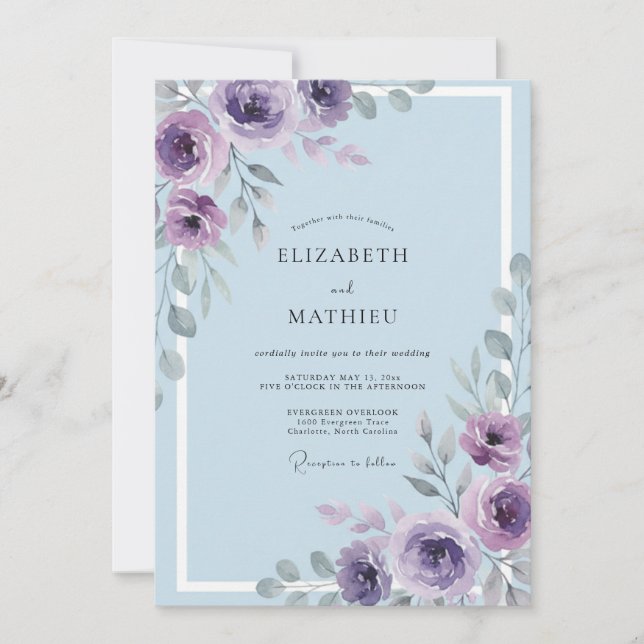 Lilac Floral Romantic Wedding Invitation (Front)
