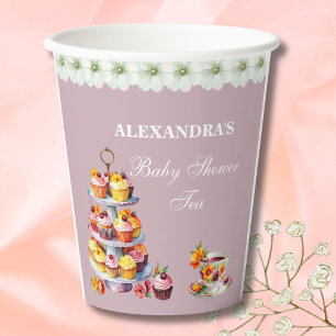Lilac Floral Tea Party Baby Shower  Paper Cups