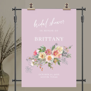 Lilac Floral Watercolor Bridal Shower Welcome Poster
