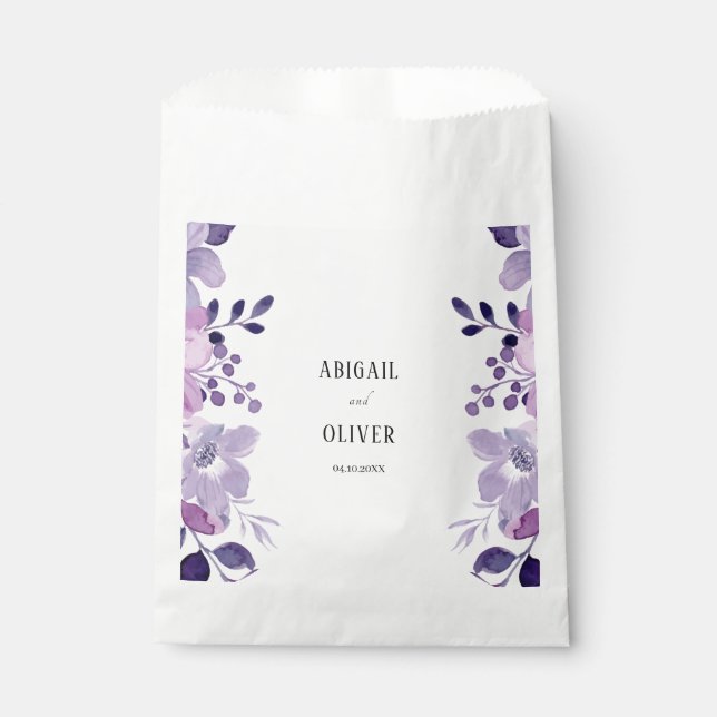 Lilac Floral Wedding Favour Bags (Front)