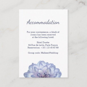 Lilac floral wedding hotel info enclosure card