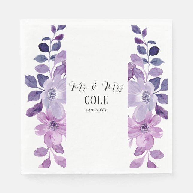 Lilac Floral Wedding Napkin (Front)