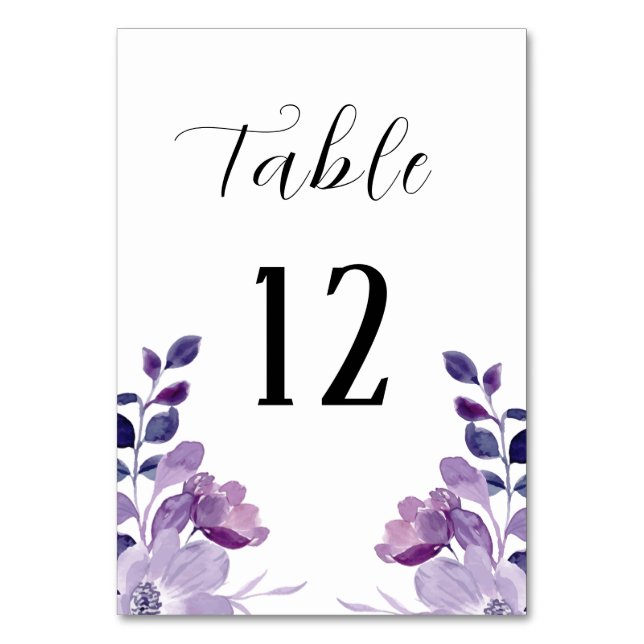 Lilac Floral Wedding Table Number (Front)