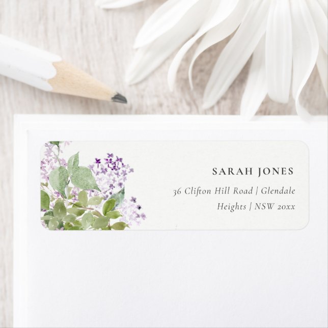 Lilac Floral Wreath Cottage Garden Address (Insitu)