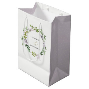 Lilac Floral Wreath Cottage Garden Wedding Medium Gift Bag