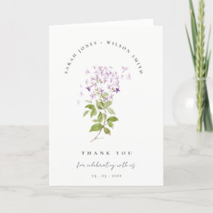 Lilac Floral Wreath Cottage Garden Wedding Thank You Card