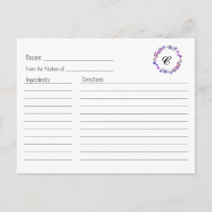 Lilac Floral Wreath Recipe Card