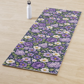 lilac floral yoga mat