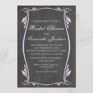 Lilac Flourish Chalkboard Bridal Shower Invite