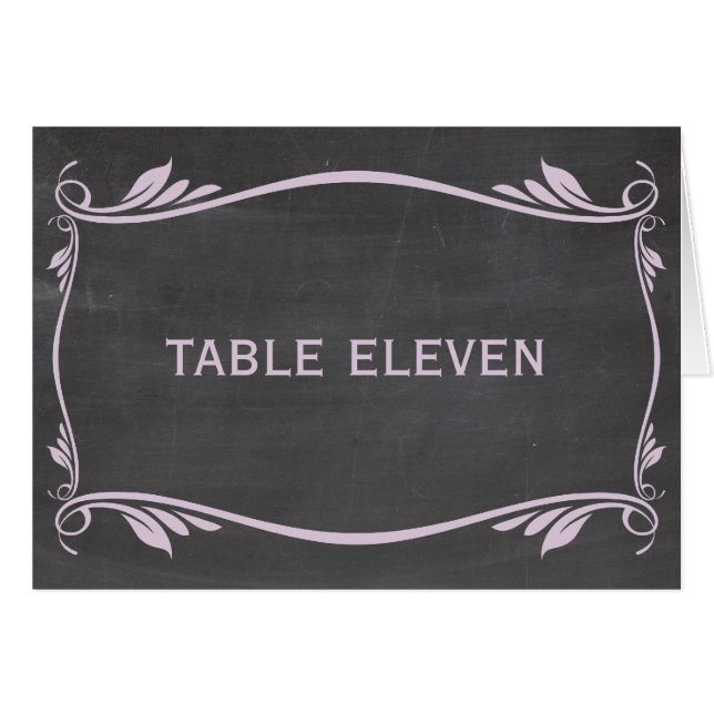 Lilac Flourish Chalkboard Table Number Card (Front Horizontal)