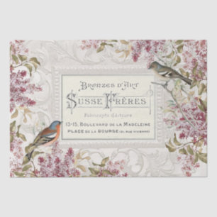 Lilac Flower Bird French Ornate Frame Decoupage    Tissue Paper