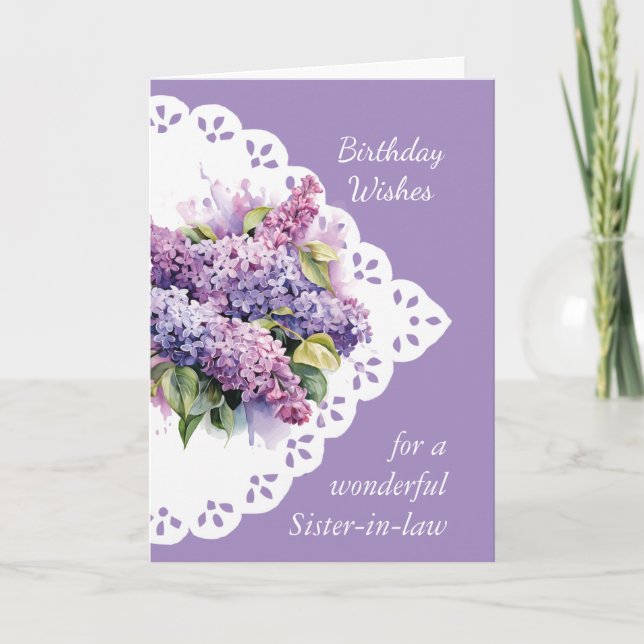 Lilac Flower Bouquet Sister-in-law  Birthday Card (Front)