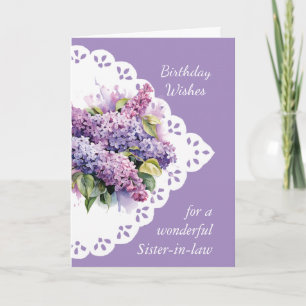 Lilac Flower Bouquet Sister-in-law Birthday Card
