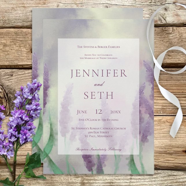 Lilac Flower Field Boho Modern Wedding  Invitation (Creator Uploaded)