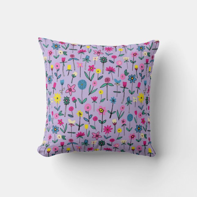 Lilac Flower Garden Cushion Throw Pillow (Front)