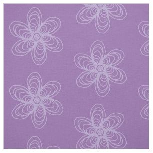 Lilac flower outline on purple background fabric