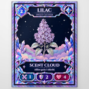 Lilac Flower, Rainbow Foil Art Postcard