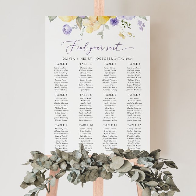 Lilac Flower, Yellow Flower, Wedding Seating Chart (Creator Uploaded)