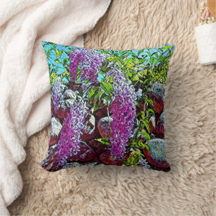 Lilac flowers blooming garden cushion