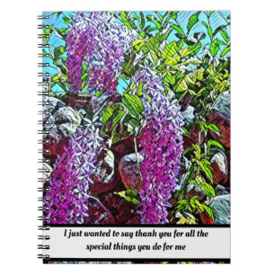 Lilac flowers blooming garden notebook