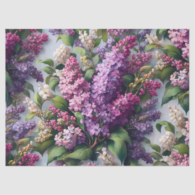 Lilac Flowers Botanical Watercolor Decoupage Tissue Paper (Front)