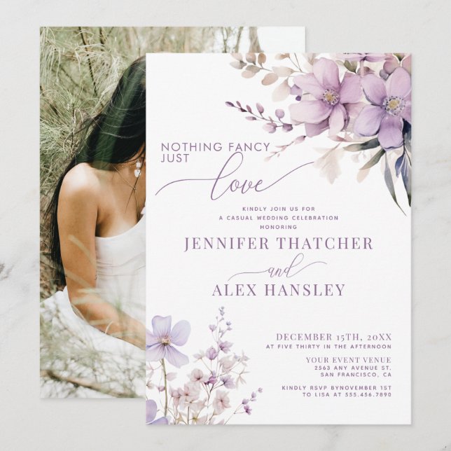 Lilac Flowers | Casual Reception  Invitation (Front/Back)