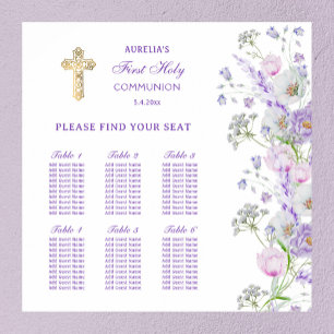Lilac Flowers First Communion Seating Chart