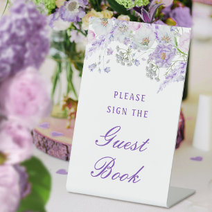 Lilac Flowers Guest Book Pedestal Sign
