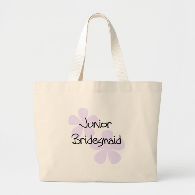 Lilac Flowers Jr. Bridesmaid Large Tote Bag (Front)