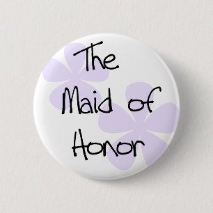 Lilac Flowers Maid of Honour 6 Cm Round Badge