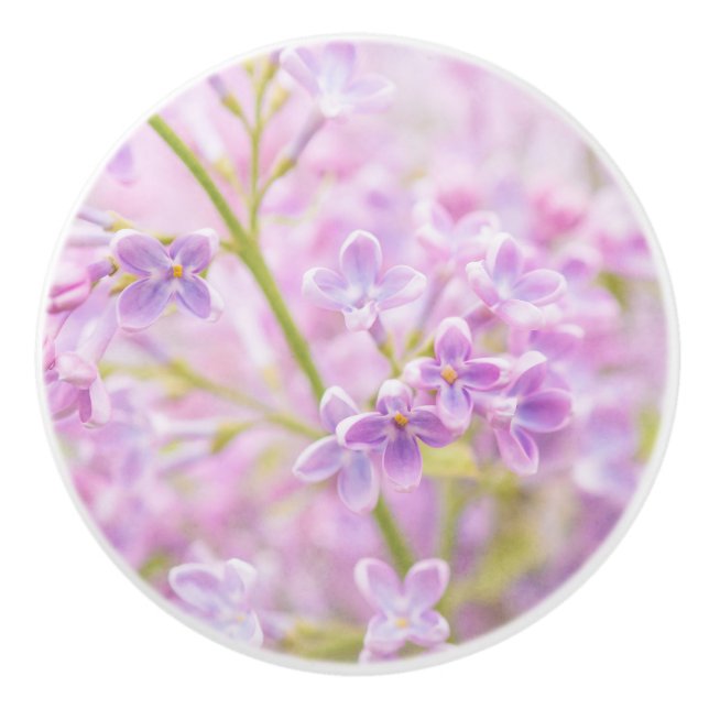 Lilac Flowers Mist Ceramic Knob (Front)