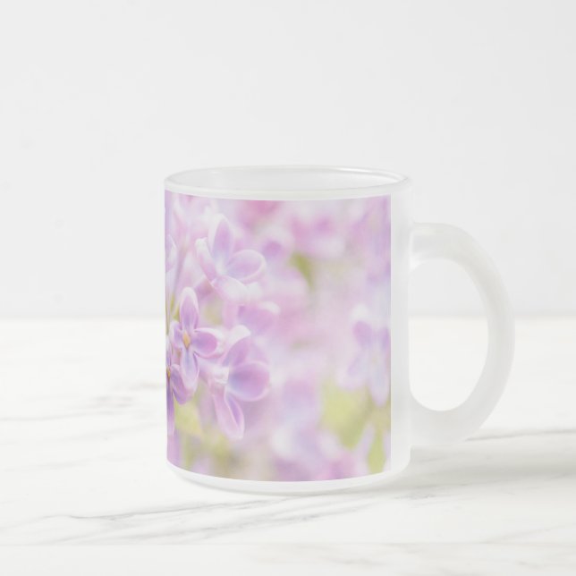 Lilac Flowers Mist Frosted Glass Coffee Mug (Right)