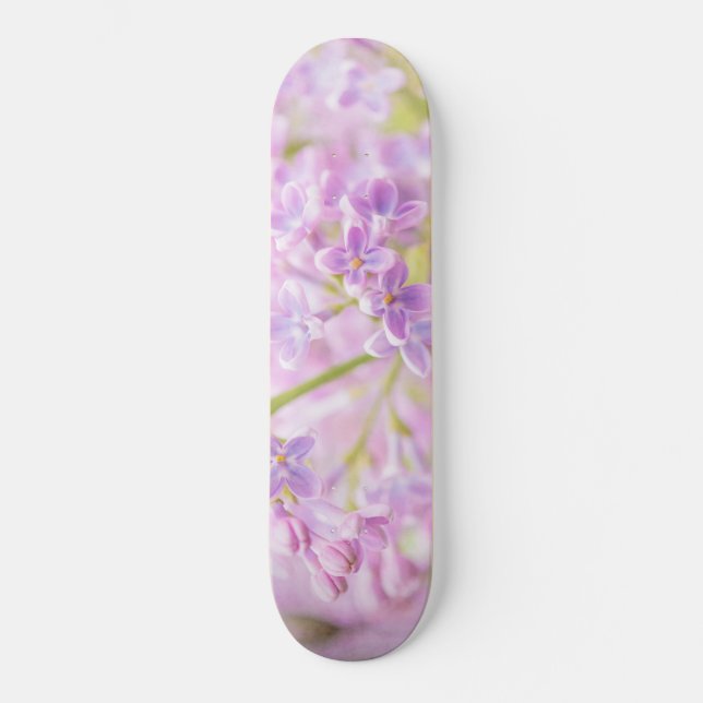 Lilac Flowers Mist Skateboard (Front)