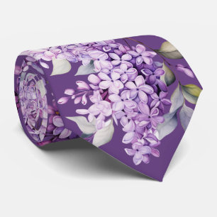 Lilac flowers on purple tie