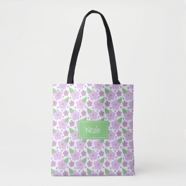 Lilac Flowers Pattern Tote Bag (Front)