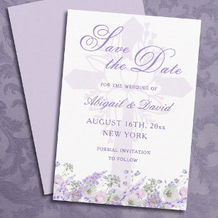 Lilac Flowers Religious Wedding Save The Date