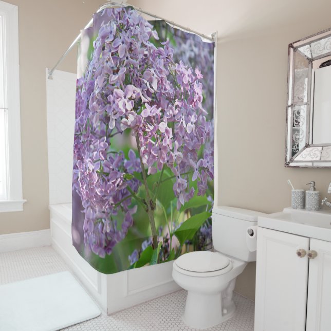 Lilac flowers shower curtain (In Situ)
