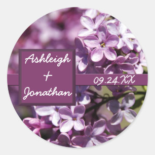 Lilac Flowers Wedding Favour Label Stickers