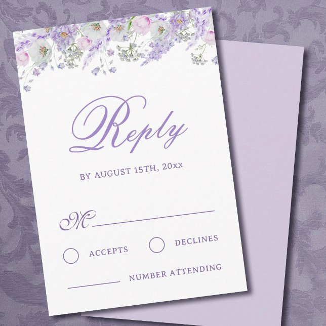 Lilac Flowers Wedding RSVP Card (Creator Uploaded)