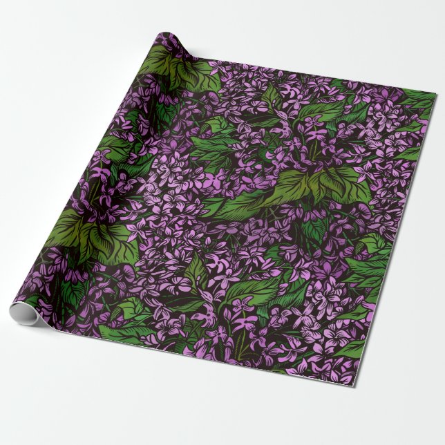 Lilac Flowers Wrapping Paper  (Unrolled)