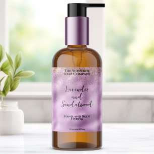 Lilac foil & gold glitter cosmetics bottle label