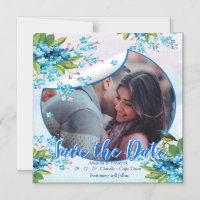 Lilac Forget-me-not Flower Save the dates Announce