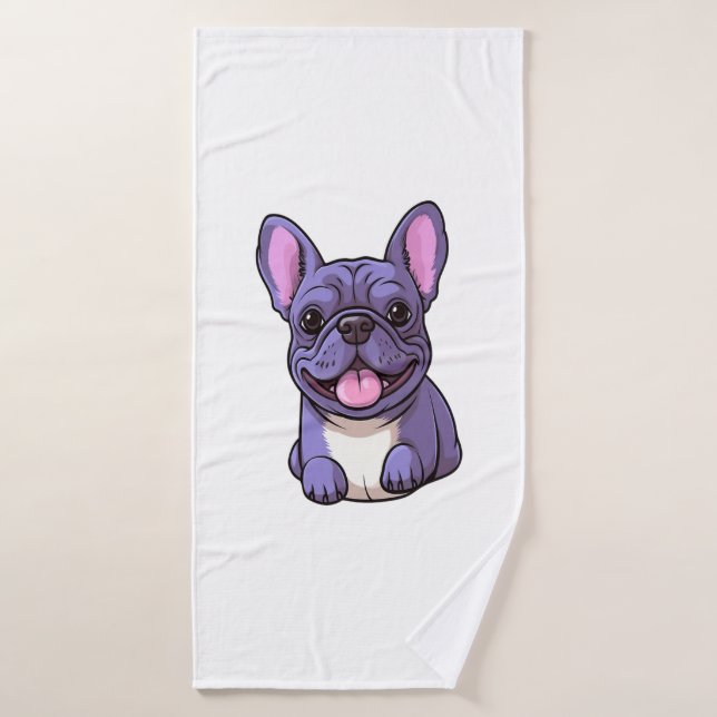 Lilac French Bulldog  Bath Towel (Bath Towel)