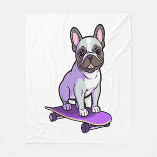 Lilac French Bulldog Fleece Blanket