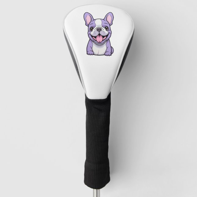 Lilac French Bulldog  Golf Head Cover (Front)