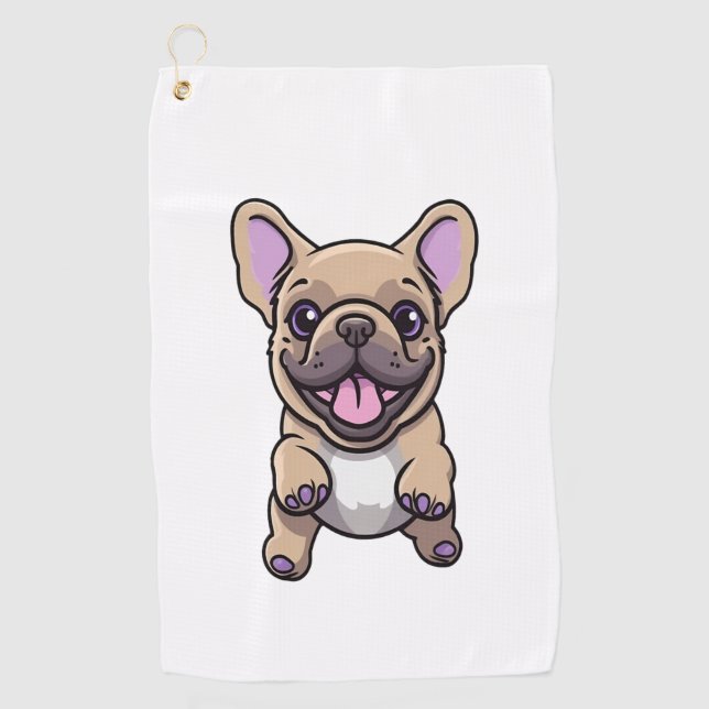 Lilac French Bulldog  Golf Towel (Front)