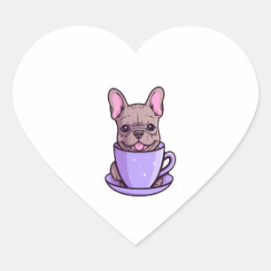 Lilac French Bulldog  Heart Sticker